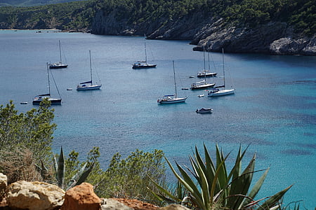 ibiza, sea, booked, spain, turquoise, balearic islands, boats