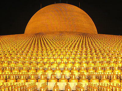 dhammakaya pagoda, több, mint, millió, budhas, arany, buddhizmus, Wat