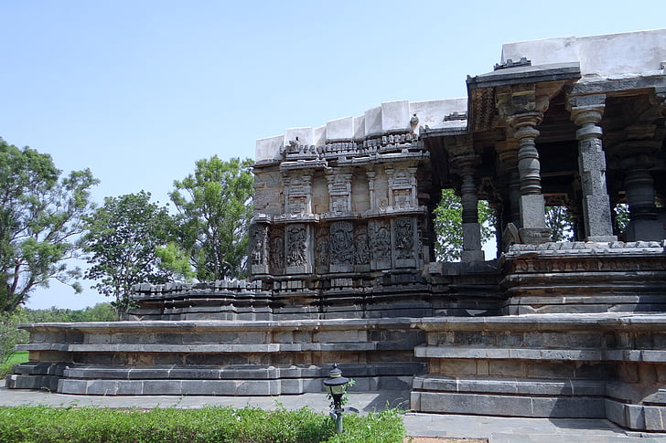 chrám, Hind, halebidu, Petr architektura, náboženství, hoysaleswara chrám, halebeedu