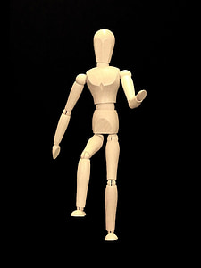 wood, figure, wooden, mannequin, faceless, black background, movement