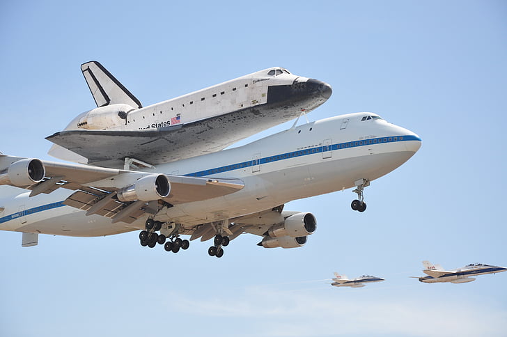 Space shuttle, stengiasi, plokštumoje, dangus, pervežimo į ir iš, vietos, tirti