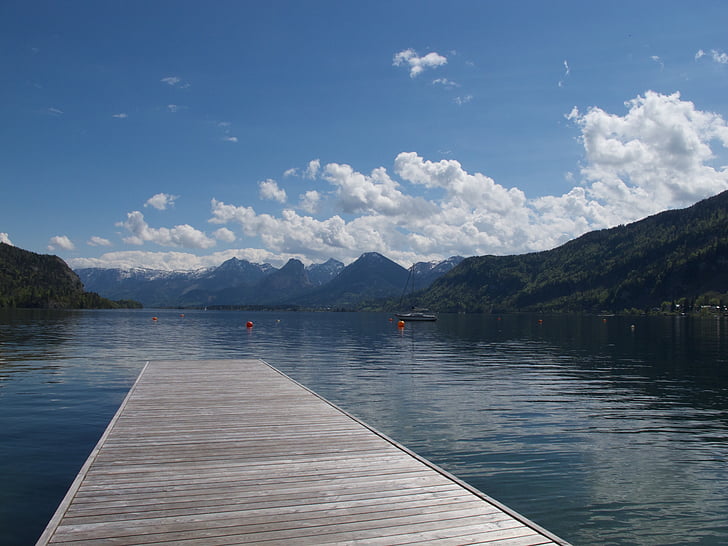 jezero Wolfgangsee, Web, u jezera, jezero, Hora, Příroda, voda