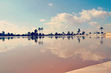 Maroko, Danau, air, masih, tenang, refleksi, reflektif