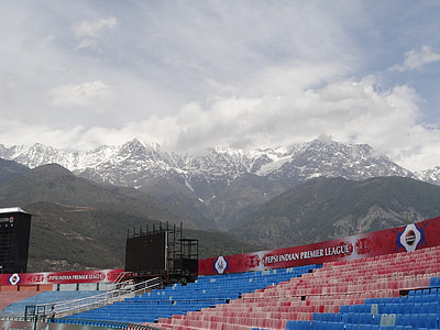 snow mountains, dharamsala, cricket ground, mountain