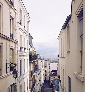 fotografi, hvit, betong, bygge, skyer, Montmartre, Paris