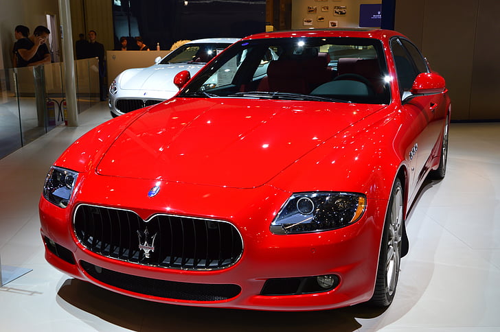sports car, metal, red, car, auto show, handsome, wealth