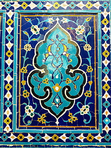 uzbekistan, mosaic, pattern, artfully, turquoise, majolica, ceramic