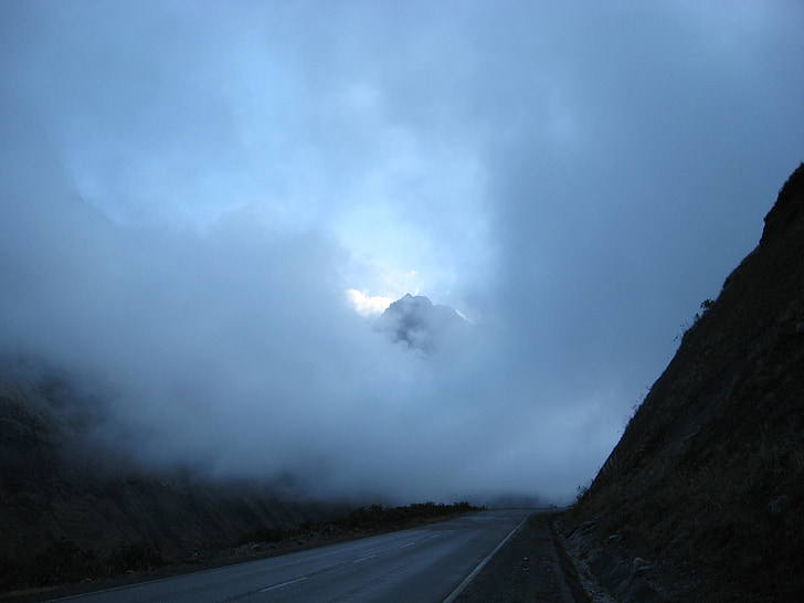clouds, mountain pass, fog, yungas, nor yungas, bolivia, la paz