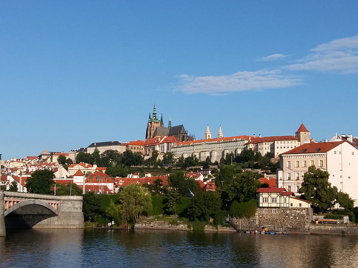 Castello di Praga, città, Moldava, Praga, fiume, architettura, esterno di un edificio