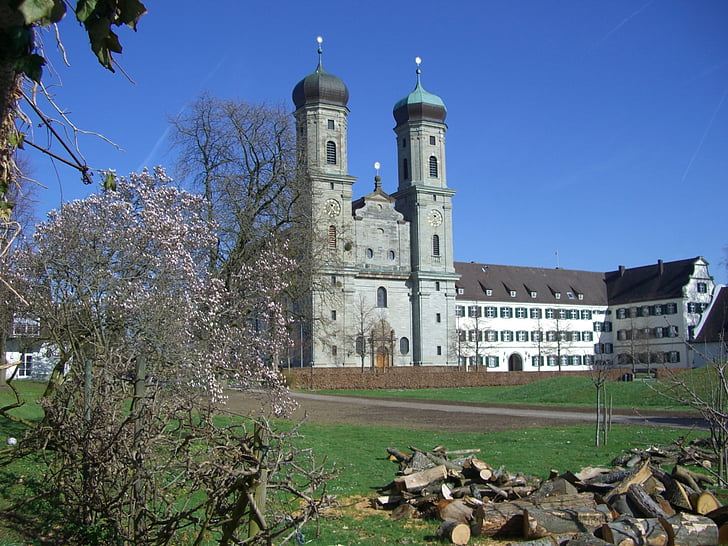 castle church, friedrichshafen, garden, spring