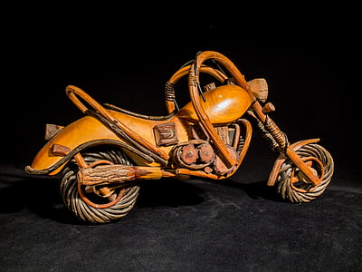 木制摩托车, 木材模型, 来自泰国的艺术