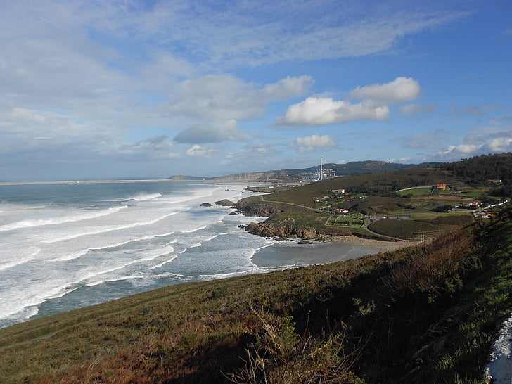 Meer, Natur, High tide, Vegetation, maritime Landschaft, Arteixo, Galicien