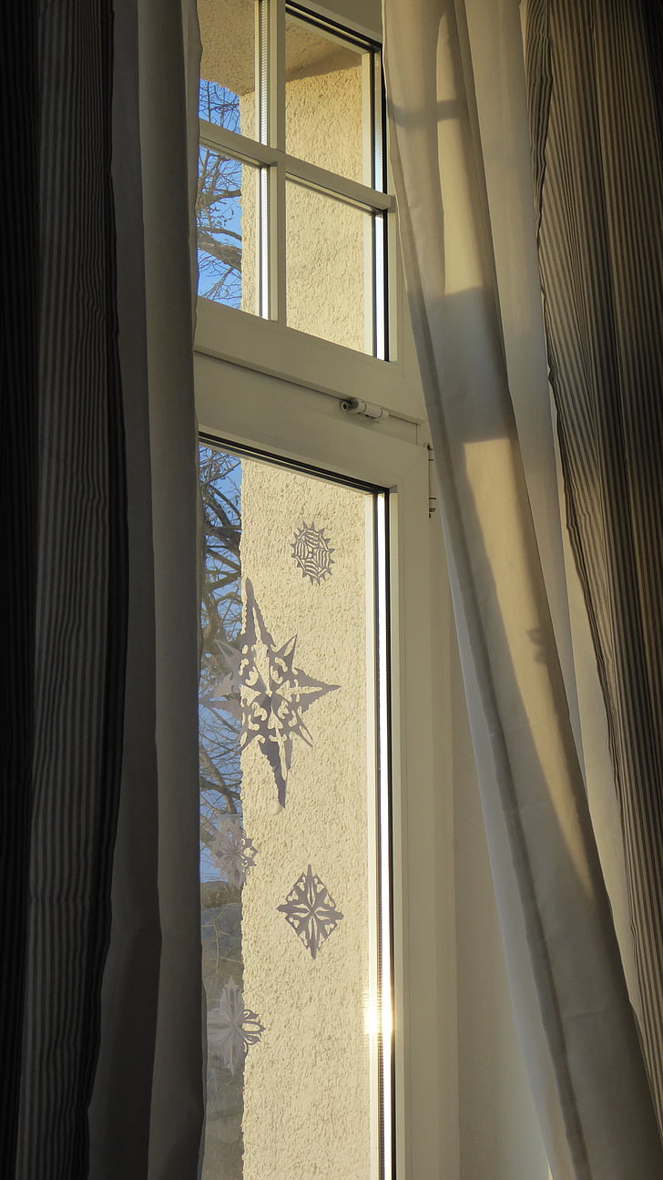 window, still life, curtain, silent, snowflakes, rest