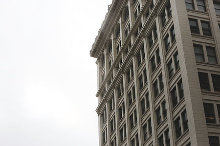 hvid, beton, bygning, arkitektur, Windows, Sky, City