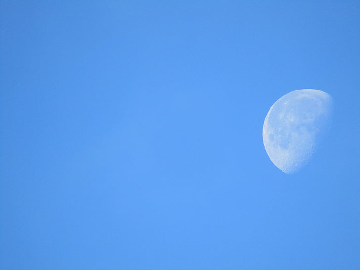 taivas, päivällä, Moon, sininen, taustat