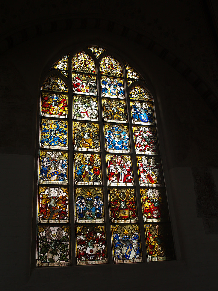stained glass window, church, germany, architecture, temple, colors