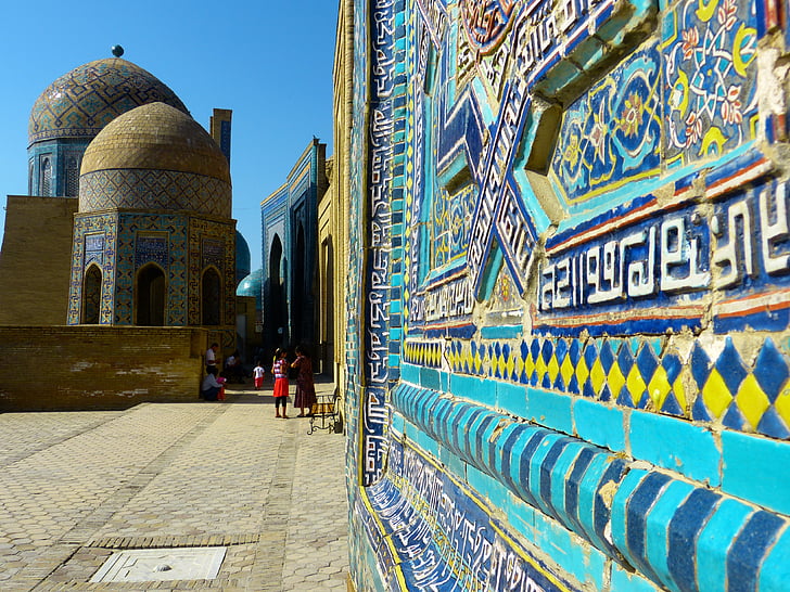 shohizinda, Nekropolē, Samarkanda, Uzbekistāna, mauzolejiem, mauzolejs, arhitektūra