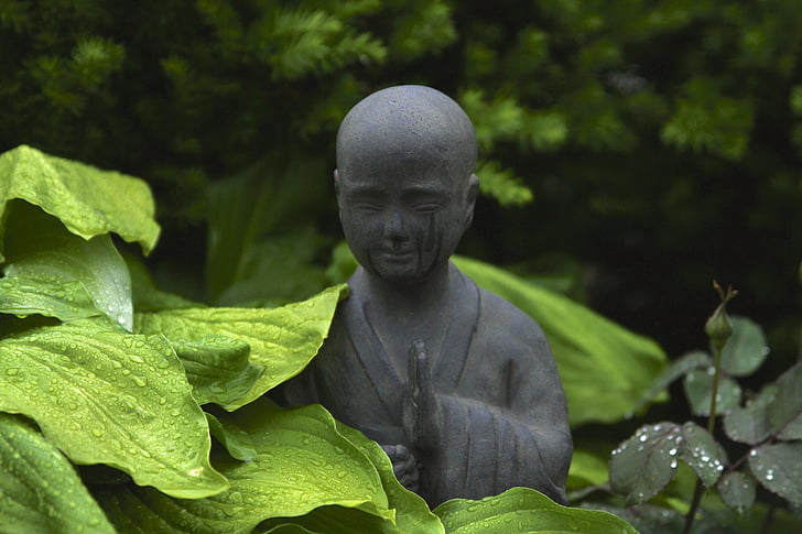 buddha, statue, sculpture, outdoor, garden, park, plants