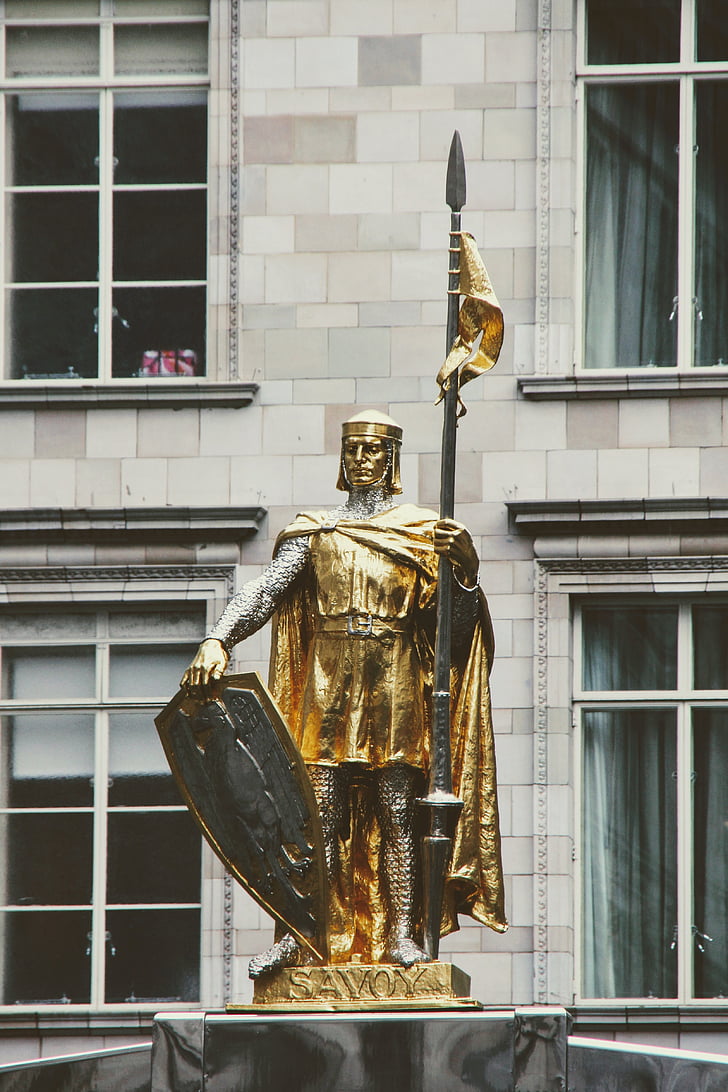 Londres, statue de, sculpture, monument, Royaume-Uni, l’Angleterre, Or