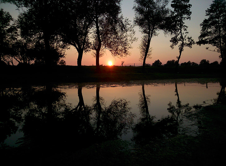 river, sunset, water, landscape, nature, reflection