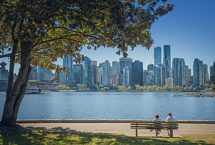 Vancouver, Canada, Stanley park, skyline, skyskrabere, Britsh columbia, port