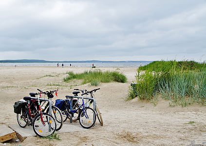 ronda, Duna, dunas, arena, el mar Báltico, bicicletas, mar
