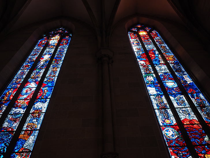 baznīcas logu, vitrāžas, baznīca, logu stikls, svēts, Ulm katedrāle, Münster