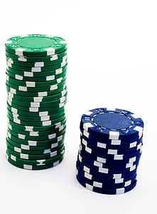tokens, Casino, batterier, grön, blå, spel, Roulette