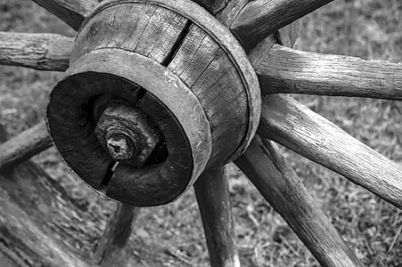 wooden, wheel, wagon, old, wood, vintage, antique