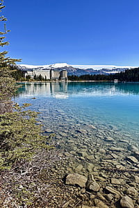 lago louise, Canada, montagne, ghiacciaio, riflessione, naturale, Smeraldo