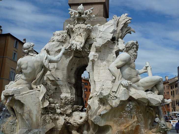 Рим, Пиаца Навона, 2016 г., Рим piazzanavona, Статуята, скулптура, архитектура