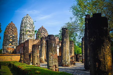 sukhothai historical park, when the joy of asturias, archaeological site, history, ancient, architecture, old ruin