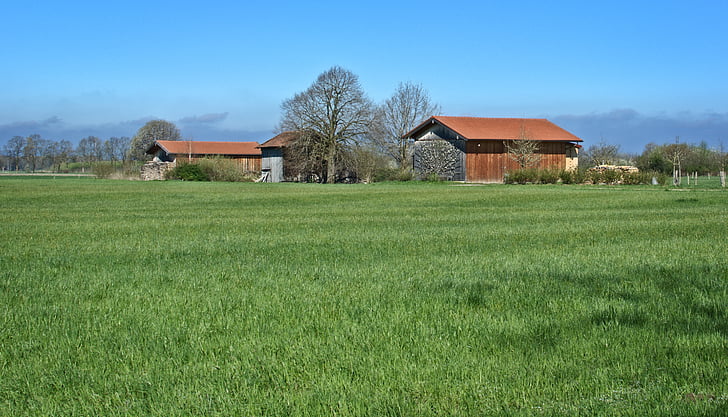 Agriculture, bâtiments de ferme, Hut, Grange, nature, domaine, Meadow