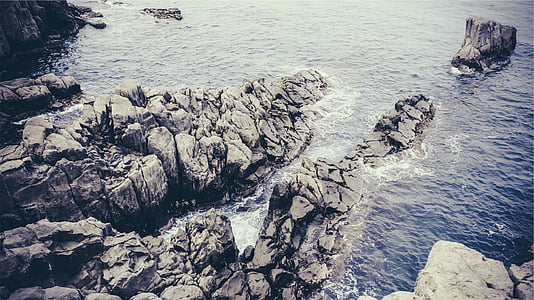 fotografia, mar, pedras, Costa, oceano, ondas, sem pessoas