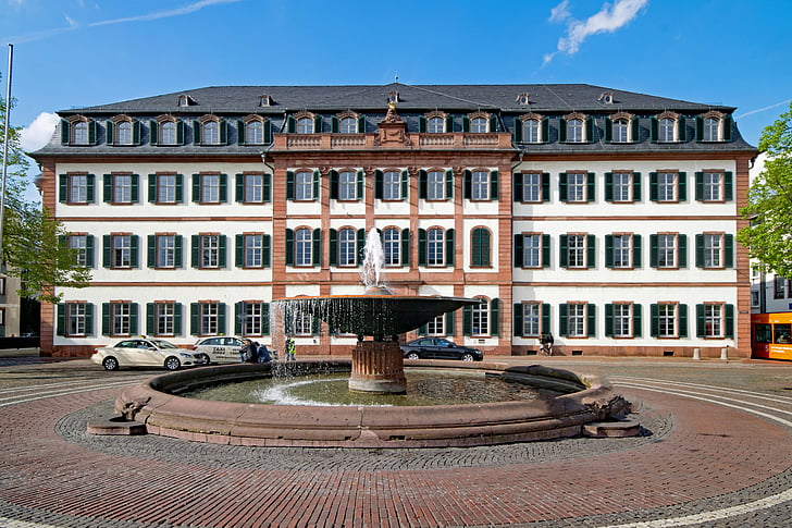 Darmstadt, Hessen, Duitsland, regering presidium, fontein, Luisenplatz, bezoekplaatsen