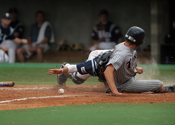 baseball, college, game, safe at plate, hardball, competition, sport