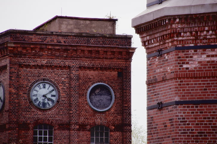 leipzig, baumwollspinnerei, factory, clinker, clock