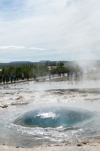 geyser, iceland, fountain, landscape, water, nature, strokkur