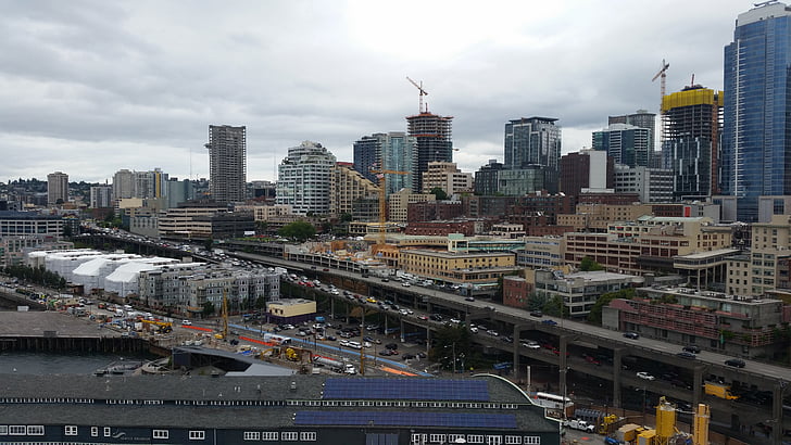 Seattle, şehir merkezinde, Şehir, Kentsel, mimari, manzarası, Washington