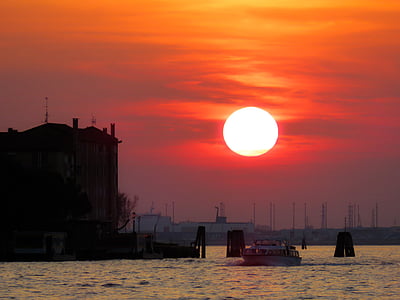natura, paesaggio, sole, tramonto, Essi, Venezia, acqua