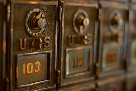 ταχυδρομική θυρίδα, μας, 103, Χάλκινο, αντίκα, παλιά, πληροφορίες για τις ταχυδρομικές
