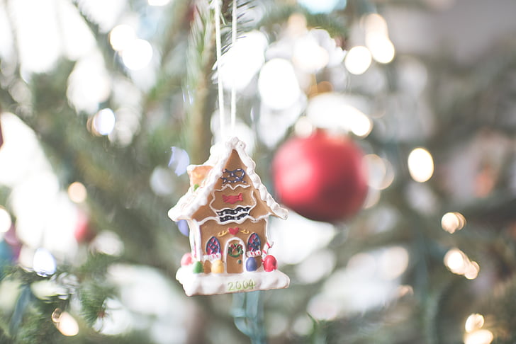 pidu, jõulud, maasika, jõulupuu, rippuvad, Makro, Christmas ornament