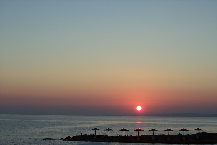 solnedgång, ön, Zakynthos