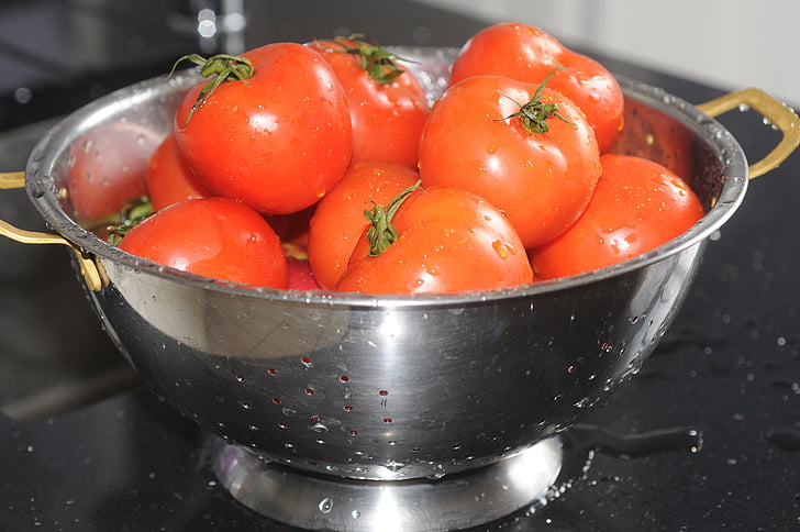 pomidory, Skimmer, filtr siatkowy, czerwony, jedzenie, warzyw, pomidor