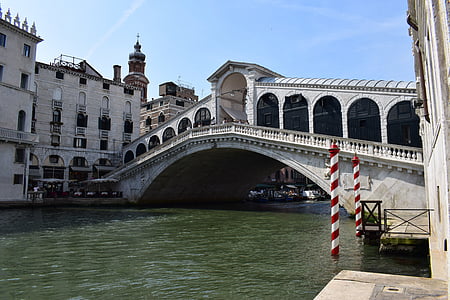 Venedig, Rialto, Kanal, Canal grande, Rialto-Brücke, Italien, Venezia