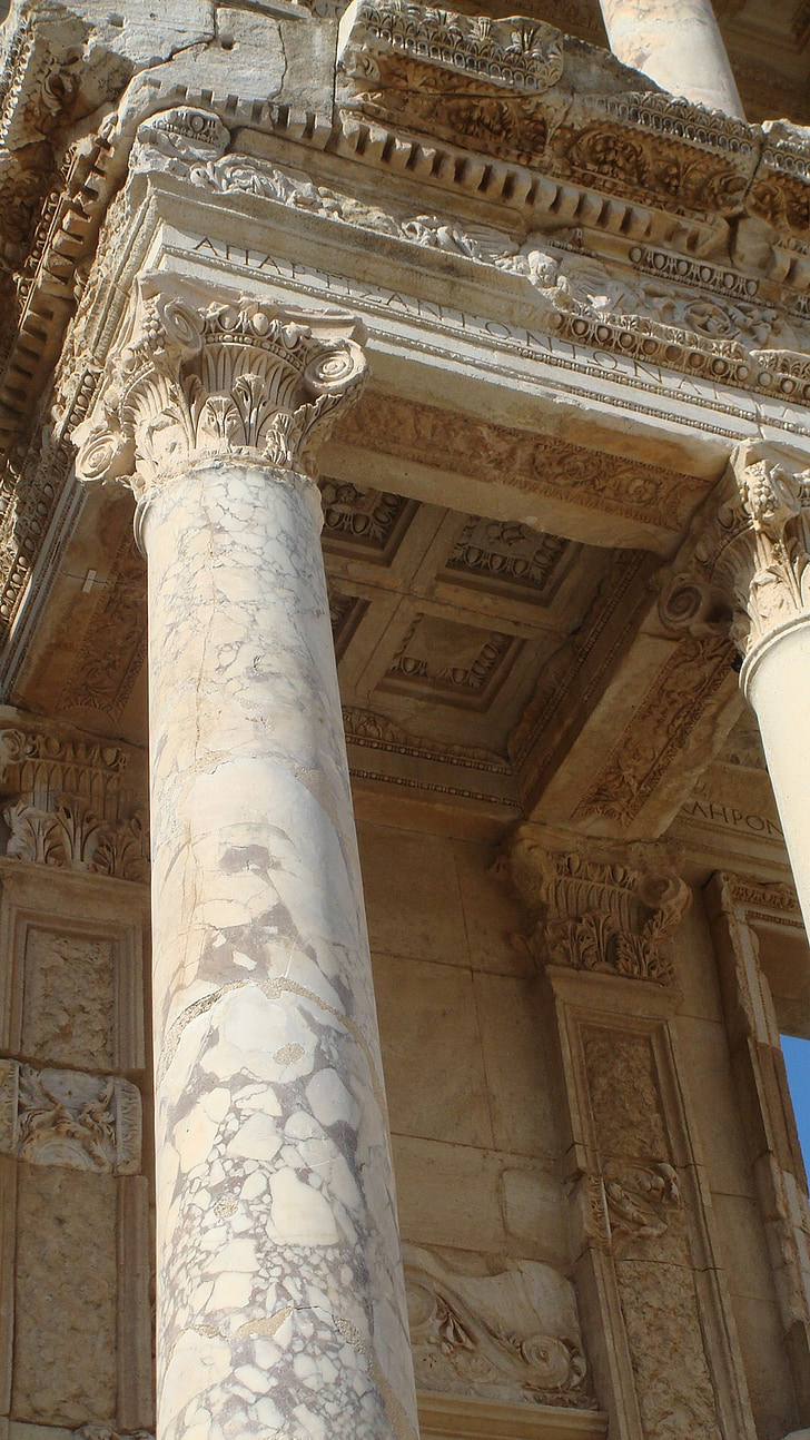 kolom, Efesus, bersejarah, Turki, kuno, arsitektur, lama