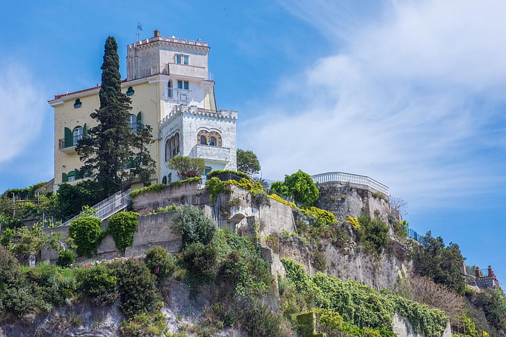 Amalfi, Amalfi coast, klints, mājas, Villa, Vietri, sul ķēve, kalna