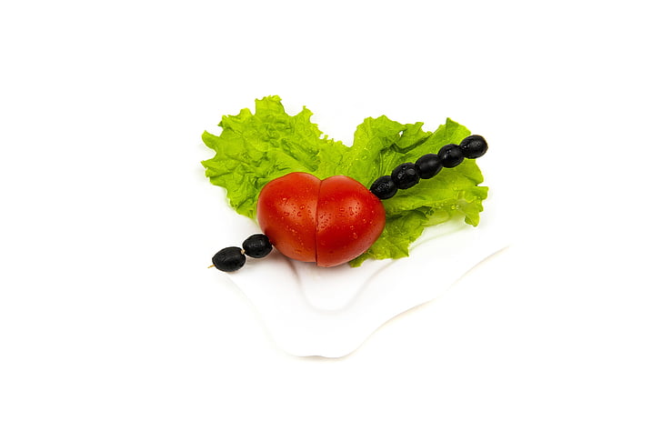 tomater, oliven, hjerte, frisk, vegetabilsk, sunn, diett