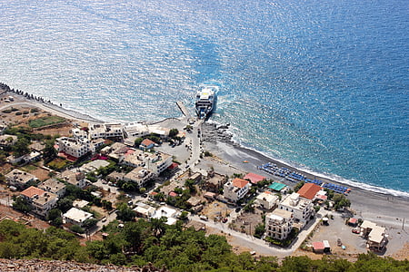 agia roumeli, crete, greece, island, village, distant, port