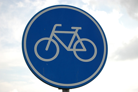 road sign, bike path, bicycle, board, road safety education, traffic situation